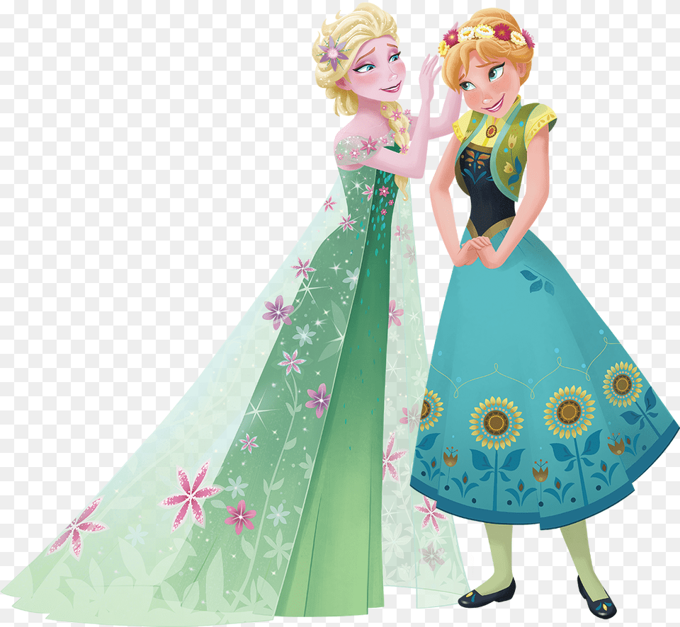 Frozen Fever Elsa E Anna, Figurine, Clothing, Dress, Formal Wear Png Image