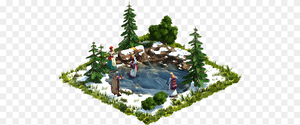 Frozen Lake Christmas Tree, Plant, Pond, Vegetation, Water Free Png Download