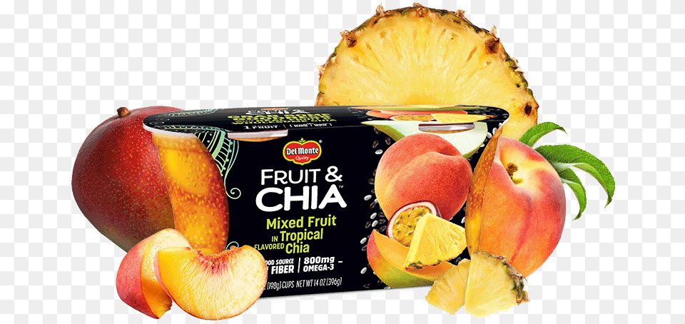 Fruit Amp Chia Mixed Fruit In Tropical Flavored Del Monte Fruit Amp Chia 14 Oz, Food, Plant, Produce, Peach Free Png Download