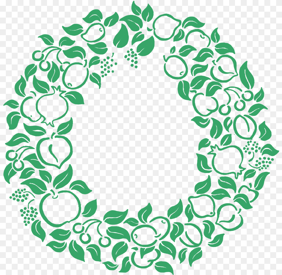 Fruit And Flower Border Green Happy Holiday Wreath Clipart, Art, Floral Design, Graphics, Pattern Free Png Download