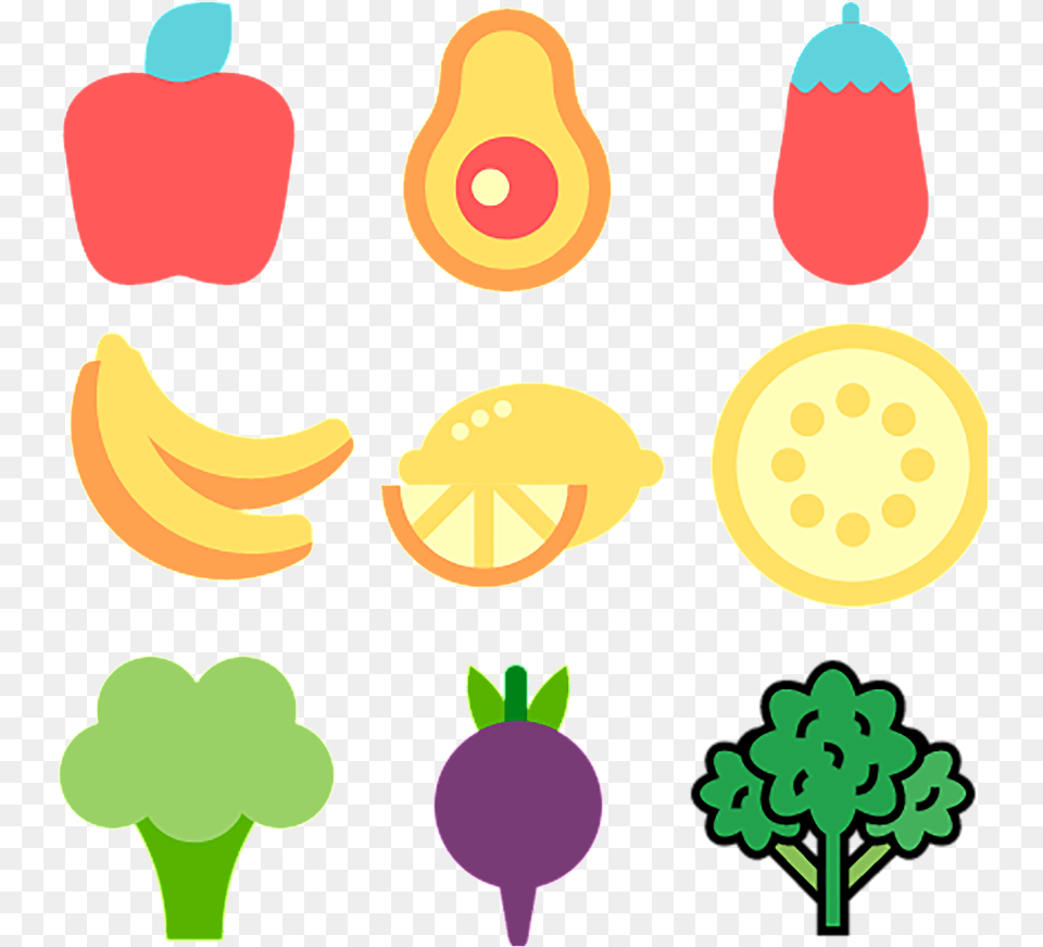 Fruit And Vegetable Food And Food Icons Icon Food, Banana, Plant, Produce, Sweets Free Png Download