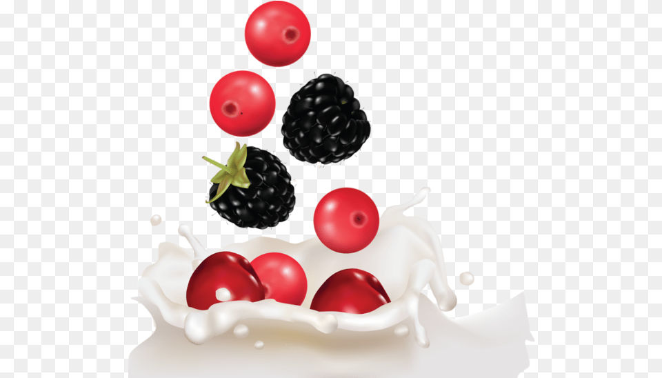 Fruit Berries And Milk, Food, Plant, Produce, Beverage Png Image