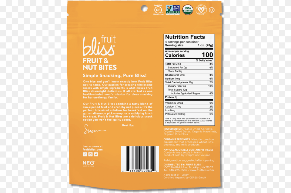Fruit Bliss Fruit Amp Nut Bites Apricot Fruit Bliss, Text Free Png Download