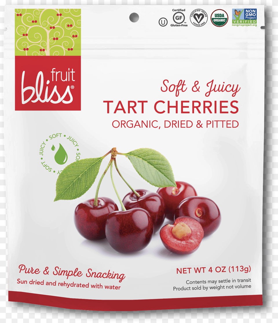 Fruit Bliss Tart Cherries Organic Snacks Fruit Bliss Organic Tart Cherries, Food, Plant, Produce, Cherry Free Png