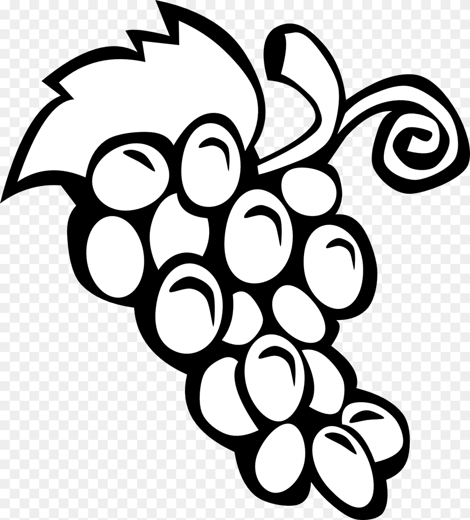 Fruit Clipart Black And White, Food, Grapes, Plant, Produce Png Image