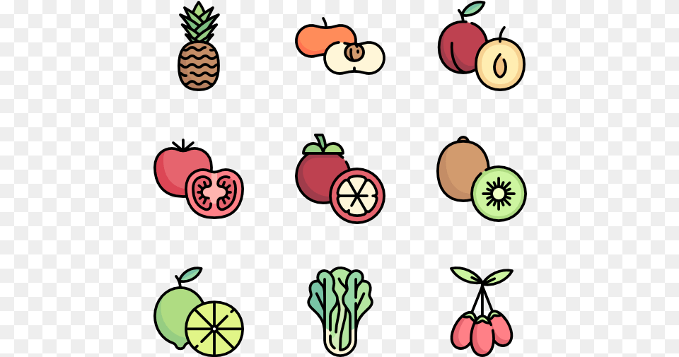 Fruit Icons Fruits And Vegetables Cartoon Png