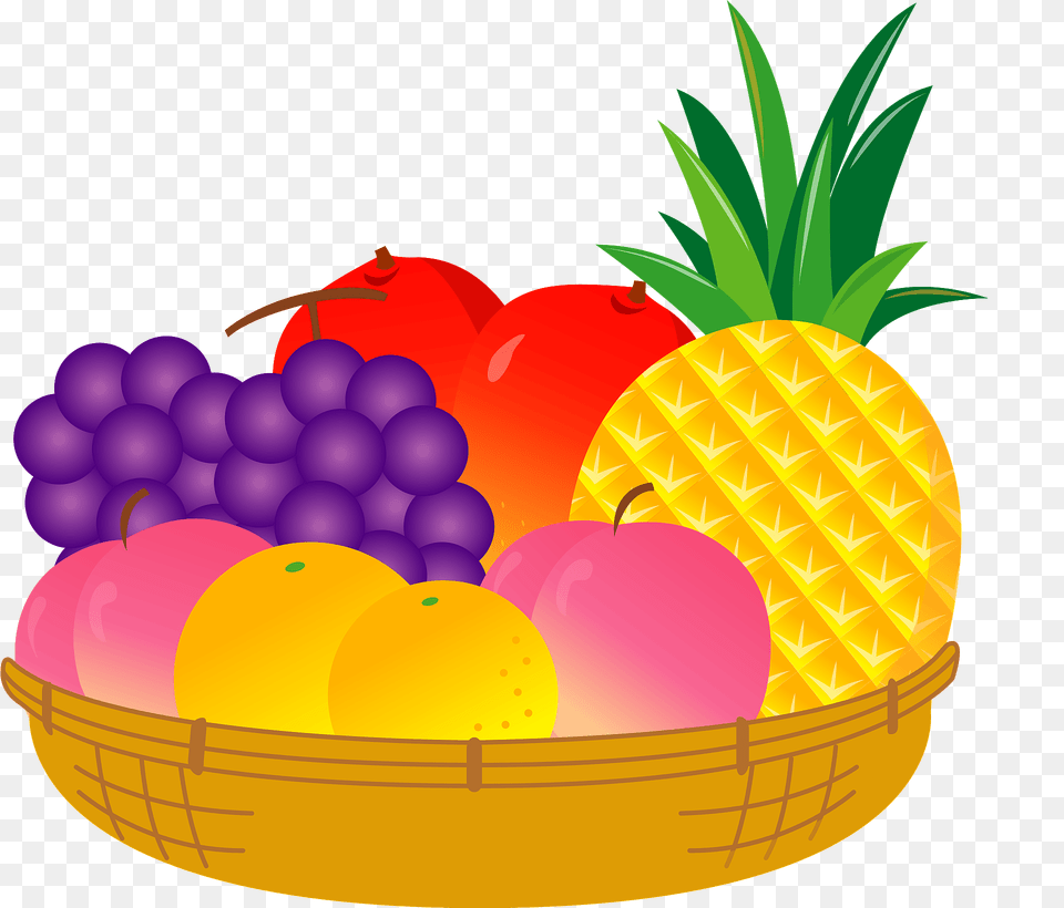 Fruit In A Basket Clipart, Food, Pineapple, Plant, Produce Free Png