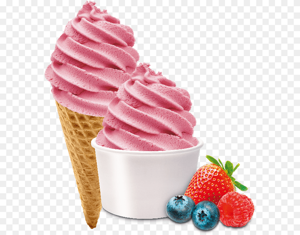Fruit Of The Forest Frozen Yoghurt, Cream, Dessert, Food, Ice Cream Png Image