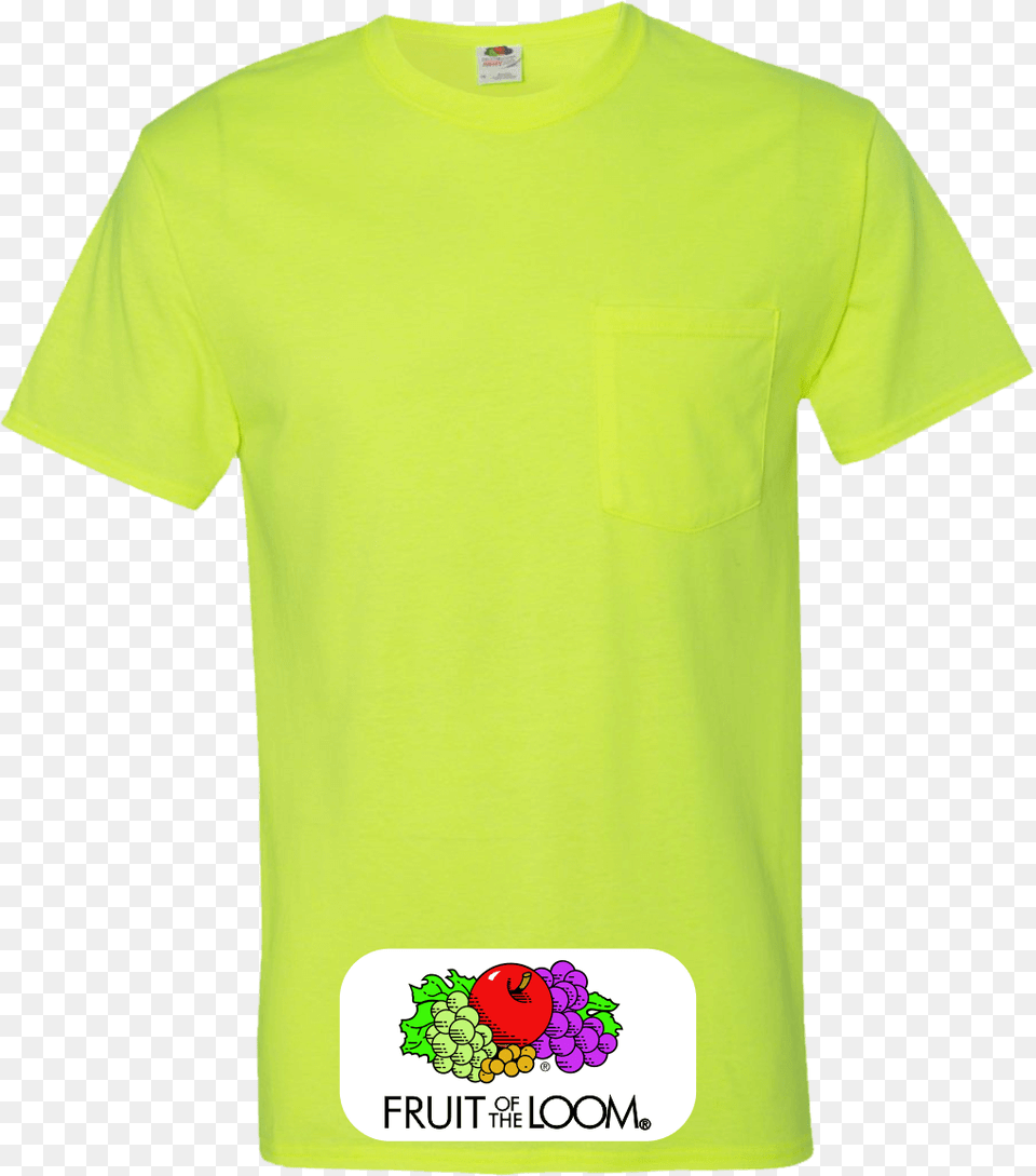 Fruit Of The Loom Custom Safety Green Pocket T Shirts, Clothing, T-shirt, Shirt Free Png Download