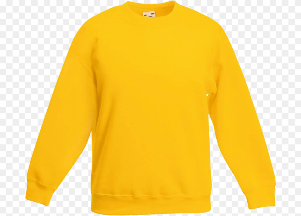 Fruit Of The Loom Yellow Sweatshirt, Clothing, Knitwear, Long Sleeve, Sleeve Png