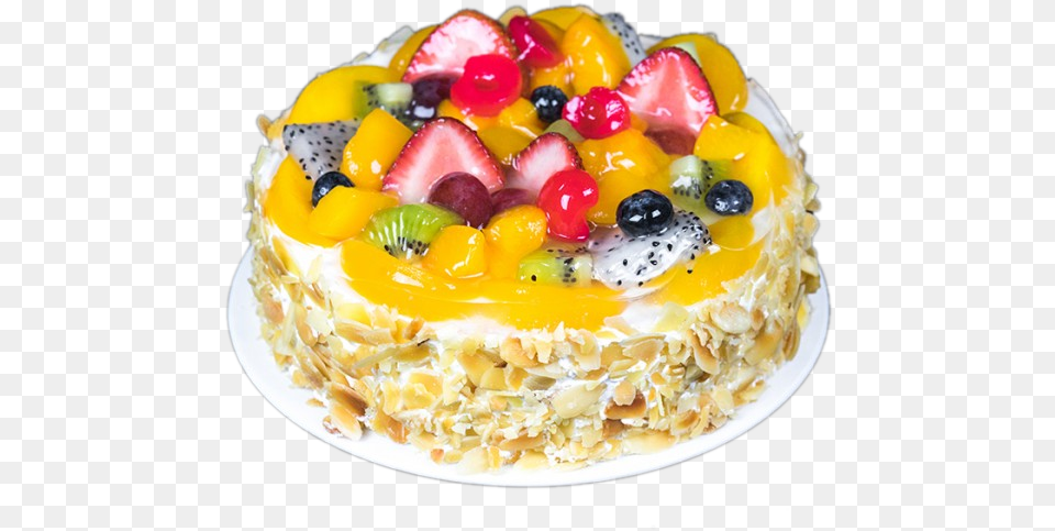 Fruit Paradise Fruit Cake Sg Mango, Birthday Cake, Cream, Dessert, Food Free Png