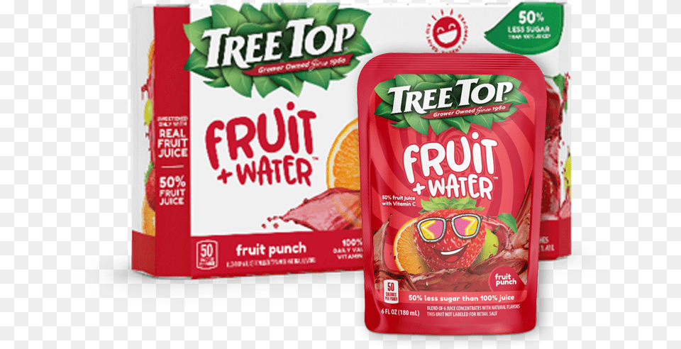 Fruit Plus Water Fruit Punch Pouch Tree Top Apple Juice, Beverage, Food, Ketchup, Citrus Fruit Png