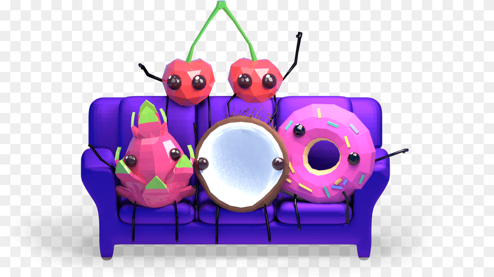 Fruit Salad Cartoon, Couch, Furniture, Toy, Purple Free Png Download