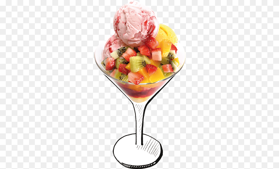 Fruit Salad With Ice Cream 3 Passion Flower Menu, Dessert, Food, Ice Cream, Plant Free Png