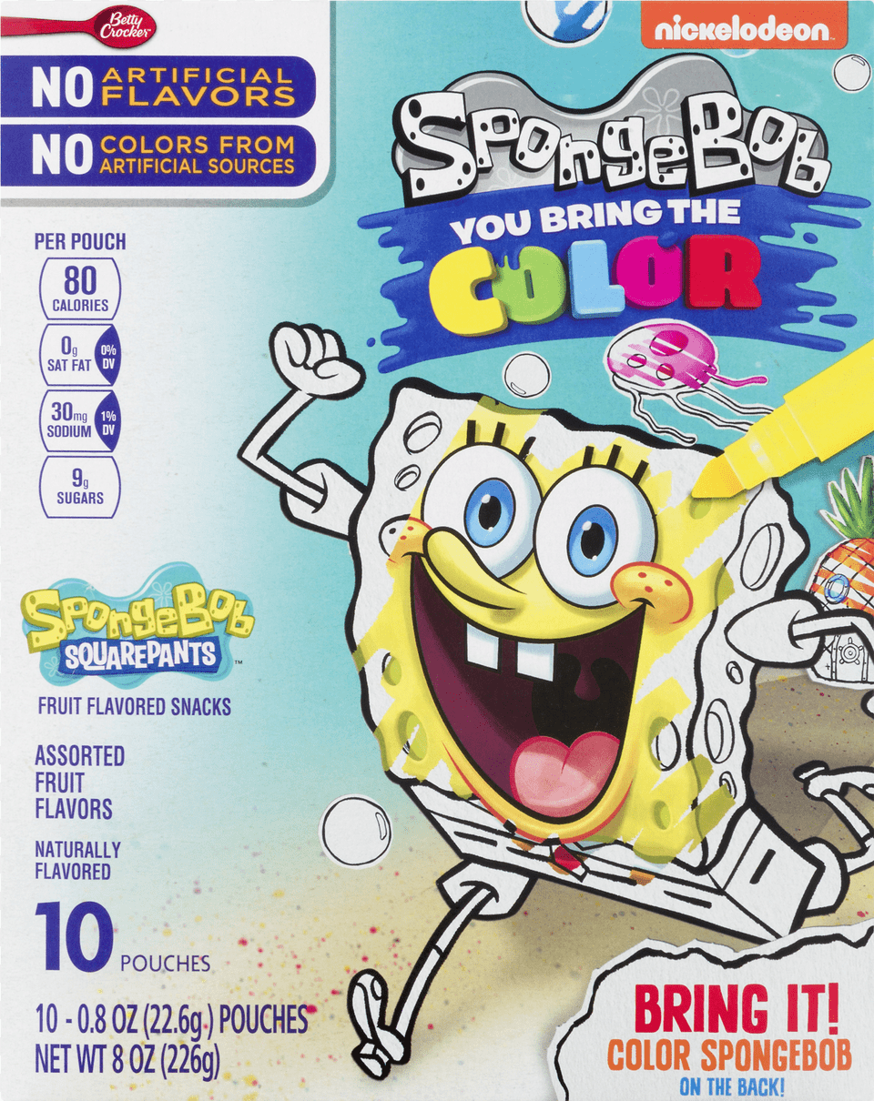 Fruit Snacks Spongebob Squarepants Snacks 10 Pouches Spongebob Fruit Snacks, Art, Floral Design, Graphics, Pattern Png