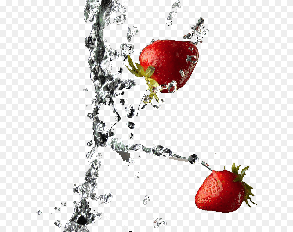 Fruit Splash Strawberries Water Strawberry Water Transparent, Berry, Food, Plant, Produce Png Image