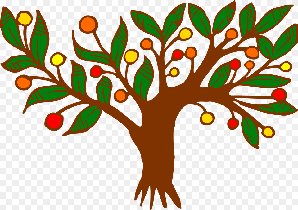 Fruit Tree Color Drawing Branch Draw Tree With Branches Leaves, Art, Floral Design, Graphics, Pattern Png