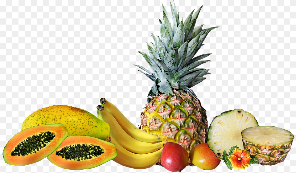 Fruit Tropical Healthy Food Pineapple Paw Paw Pineapples, Produce, Plant, Banana, Orange Free Png