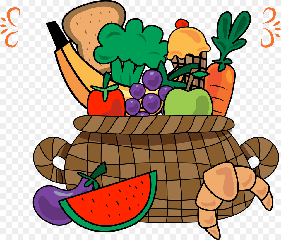 Fruit Vegetable Basket Fruit And Vegetable Cartoon, Food, Plant, Produce, Baby Free Transparent Png