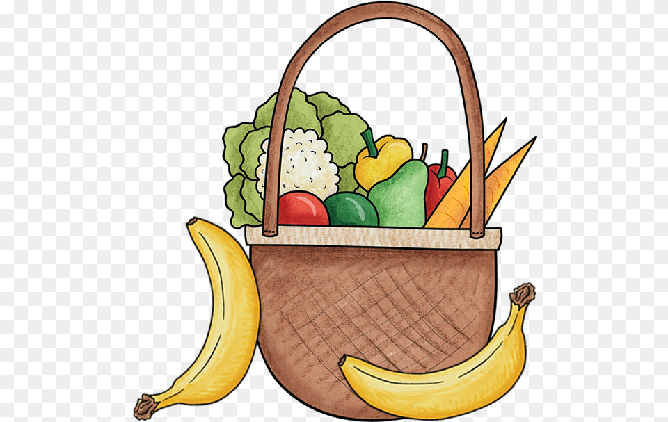 Fruit Vegetable Full Size Fruit And Vegetable Clipart, Basket, Banana, Food, Plant Png