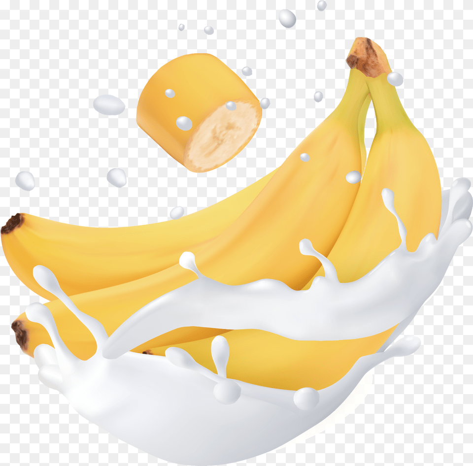 Fruit Water Splash Clipart Family Banana Milk Splash Banana Milk Splash, Plant, Food, Produce, Cream Free Png