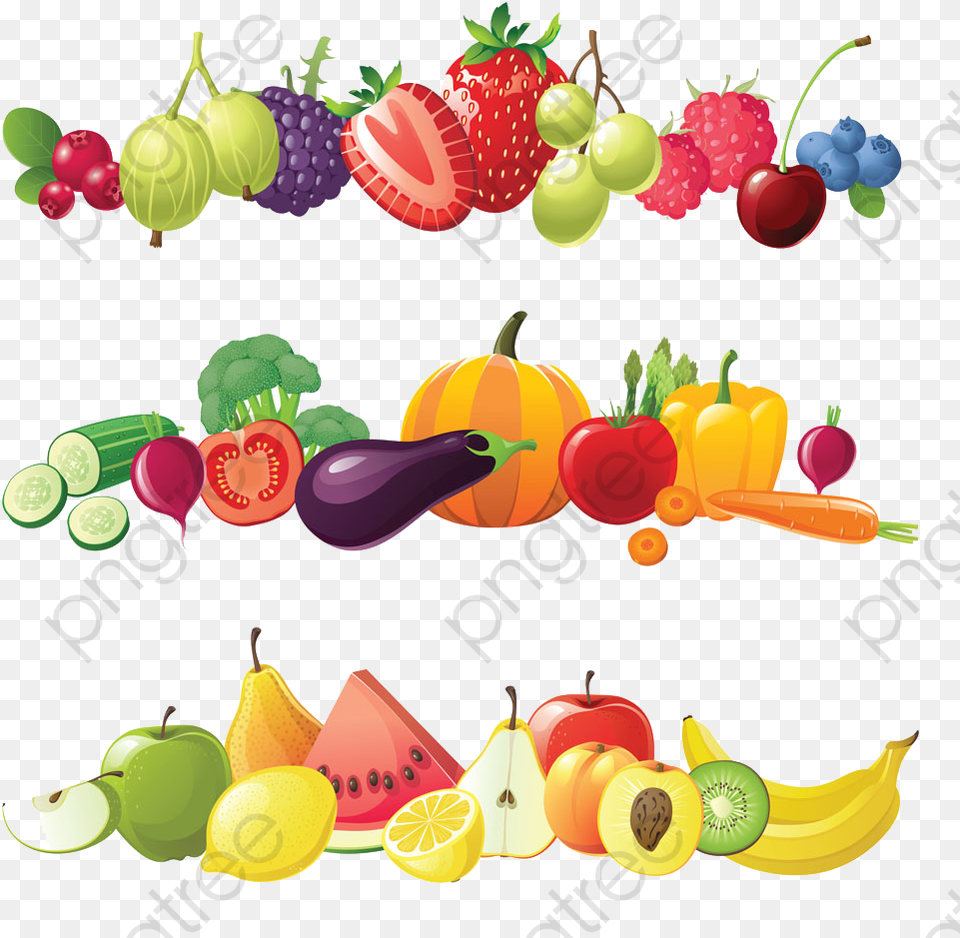 Fruits And Vegetables Clipart Stock Image Fruits And Vegetables Graphic, Food, Fruit, Plant, Produce Free Png