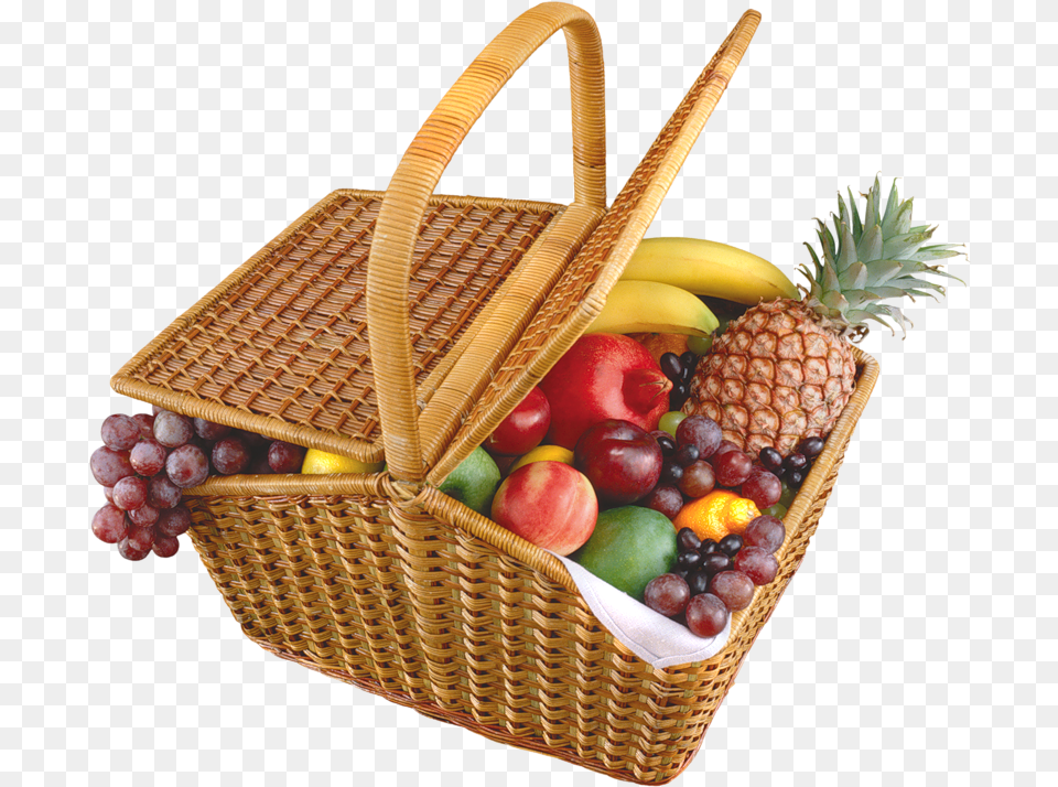 Fruits Basket Picnic Basket In, Food, Fruit, Pineapple, Plant Free Png Download