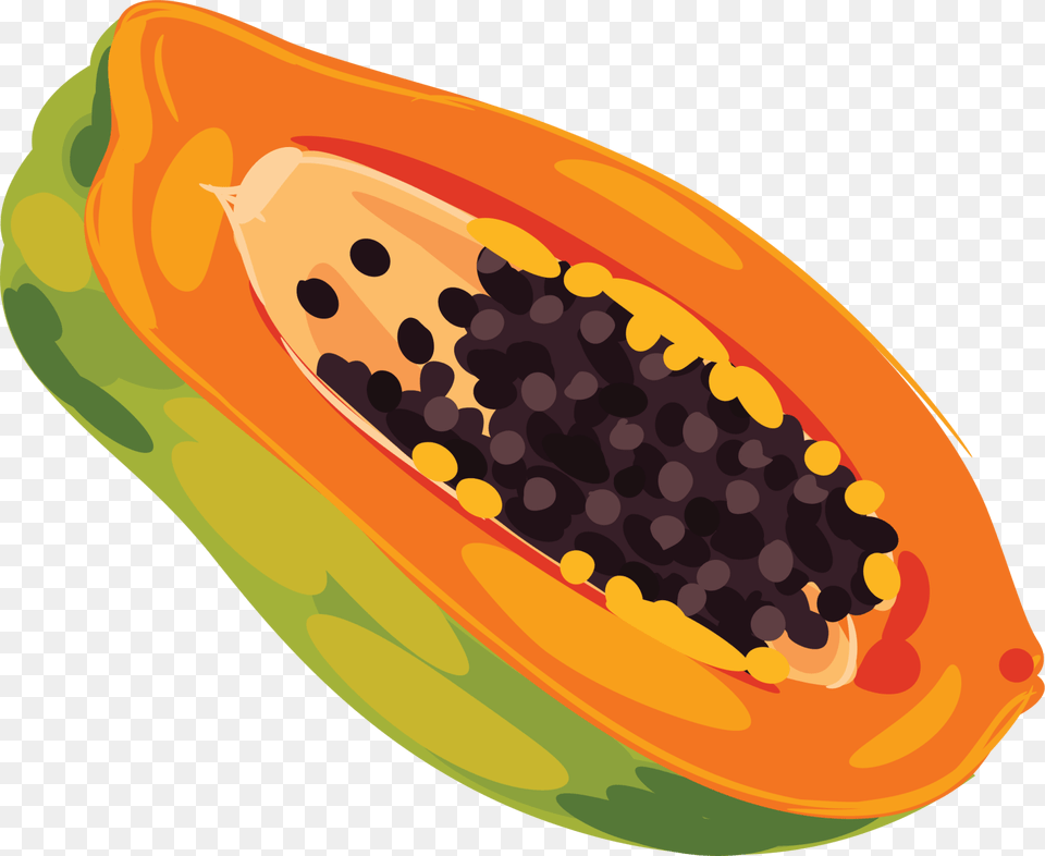 Fruits Black And White Clipart Papaya Clip Art Of Papaya, Food, Fruit, Plant, Produce Free Png Download