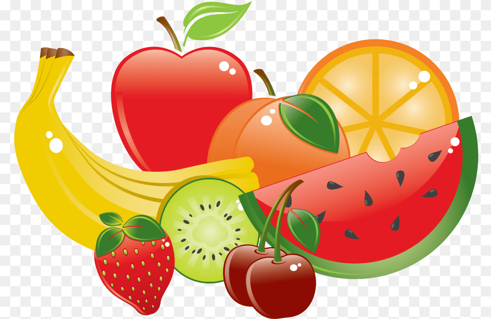 Fruits Clipart Collage Fresh Fruits Clipart, Banana, Food, Fruit, Plant Png