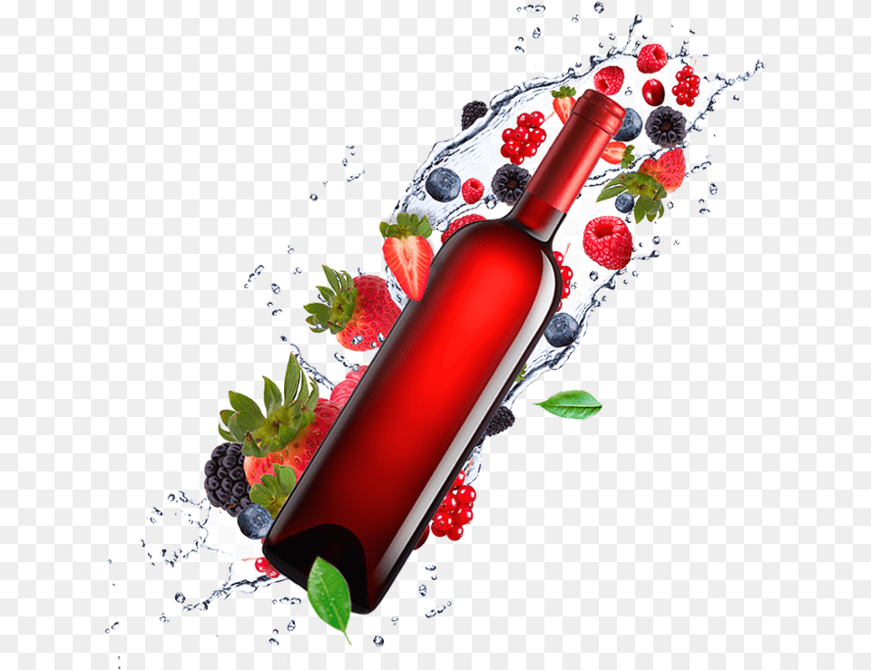Fruits Falling In Water, Alcohol, Wine, Liquor, Bottle Free Png