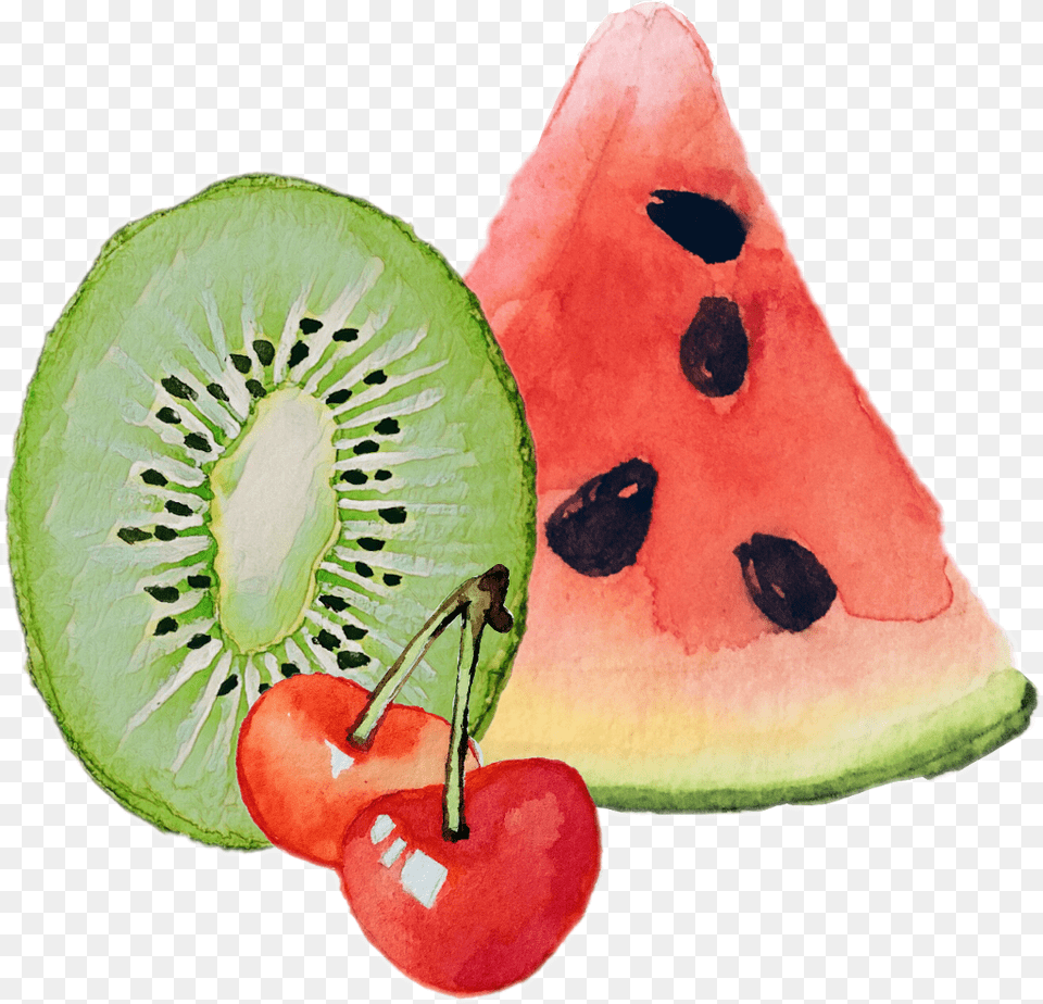 Fruits Fruit Kiwi Watermelon Cherries Cherry Watermelon, Food, Plant, Produce Png Image