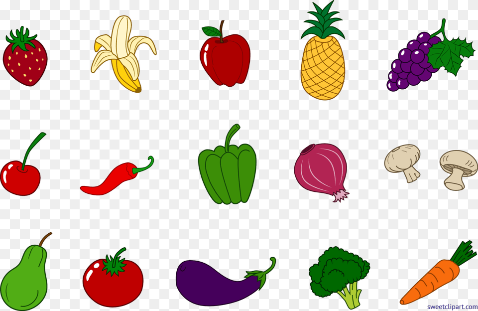 Fruits Veggies Set Clip Art Free Png Download