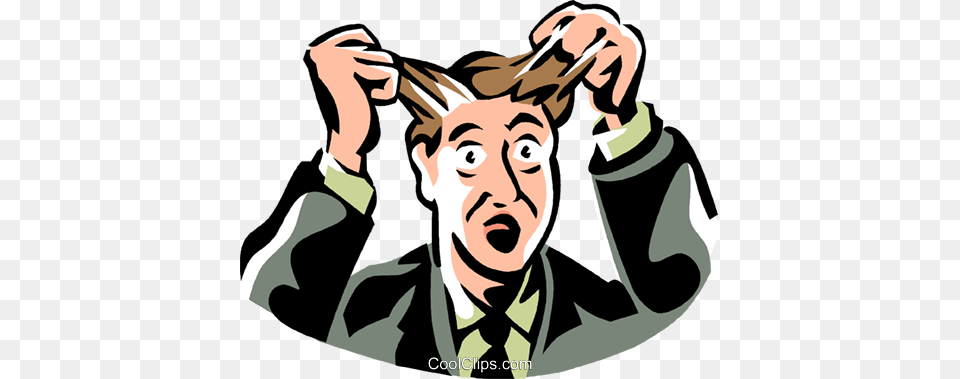 Frustrated Man Pulling Out His Hair Royalty Vector Clip Art, Photography, Person, Face, Head Png Image