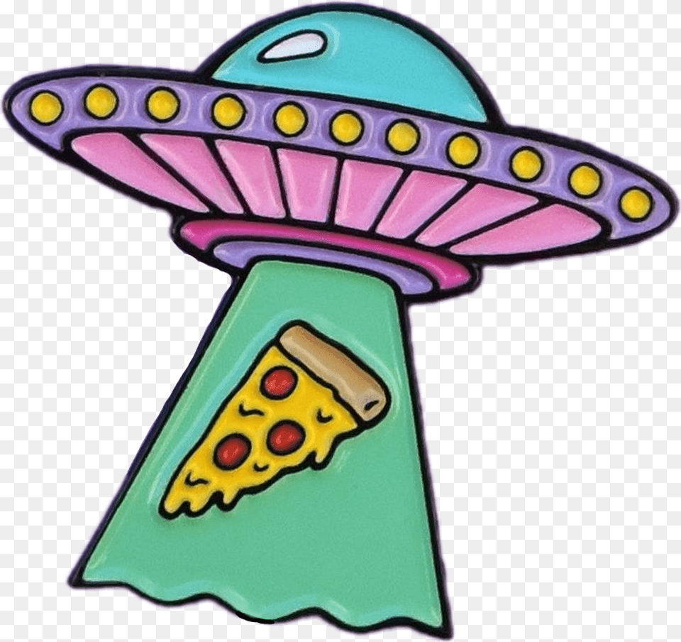 Ftealiens Pizza Alien Ufo Brightcolors Aliens Aliens Abducting Pizza, Clothing, Hat, Sombrero, Food Free Png Download