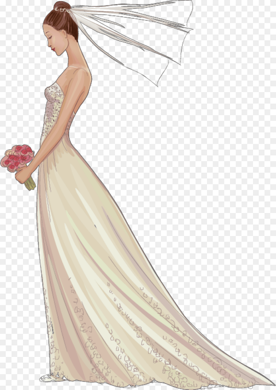 Fteatickers Woman Bride Weddingdress Sketch, Formal Wear, Gown, Fashion, Wedding Free Png