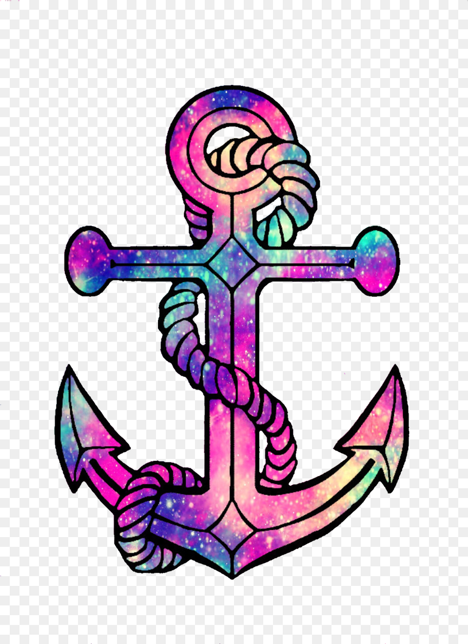 Ftedtickers Anchors Galaxy Glitter Sparkle Anchor Anchor Tattoo Designs, Electronics, Hardware, Hook, Person Free Png Download
