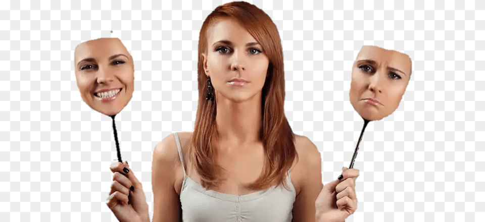 Fteemojis Confuse Emotion Happy Sad Face Girl Bipolar Disorder, Head, Person, Adult, Female Free Png Download