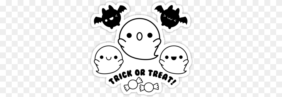 Ftehalloweentexts Kawaii Cute Ghost Ghosts Bat Trickort Halloween Stickers Tumblr, Stencil, Sticker, Face, Head Free Png