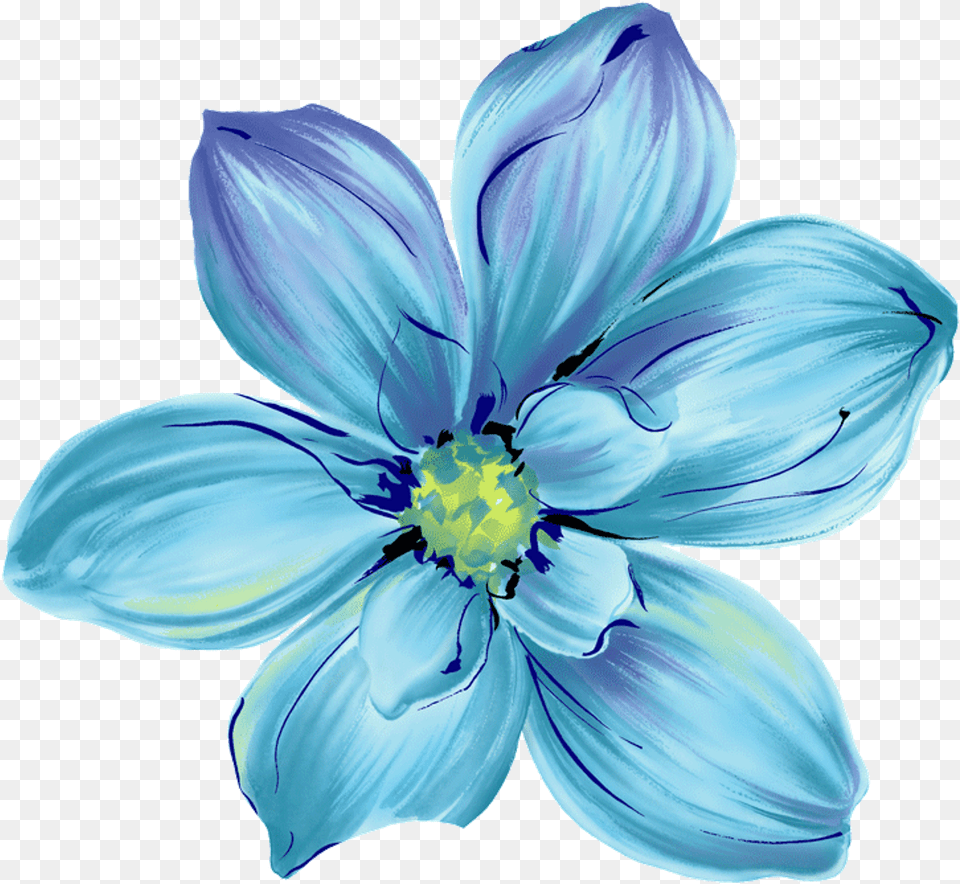 Ftestickers Art Watercolor Flower Blue Blue Flower Hd, Anemone, Anther, Dahlia, Petal Free Png