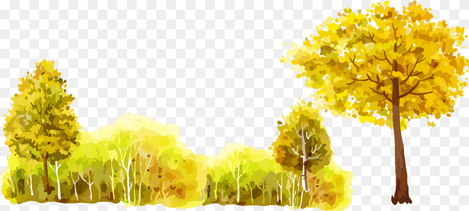 Ftestickers Autumn Forest Watercolor, Vegetation, Tree, Plant, Outdoors Free Png