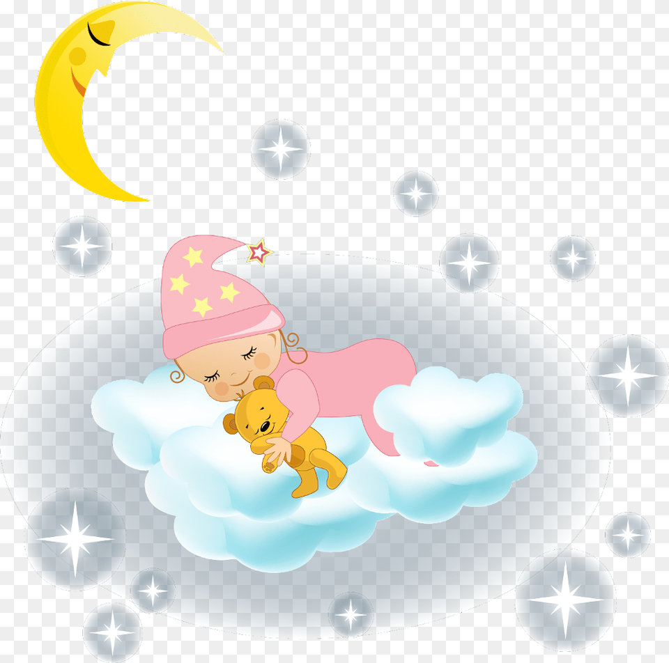 Ftestickers Baby Clouds Star Sleeping Dreaming Cute Sleeping Baby Girl Clipart, Art, Graphics, Head, Person Free Png
