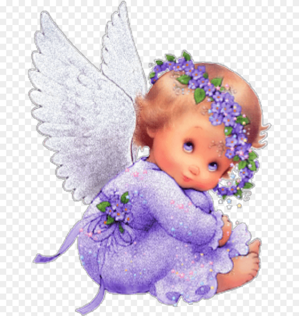 Ftestickers Baby Girl Angel Clipart Cute Guardian Angel Shot Glass, Doll, Toy, Person Free Png