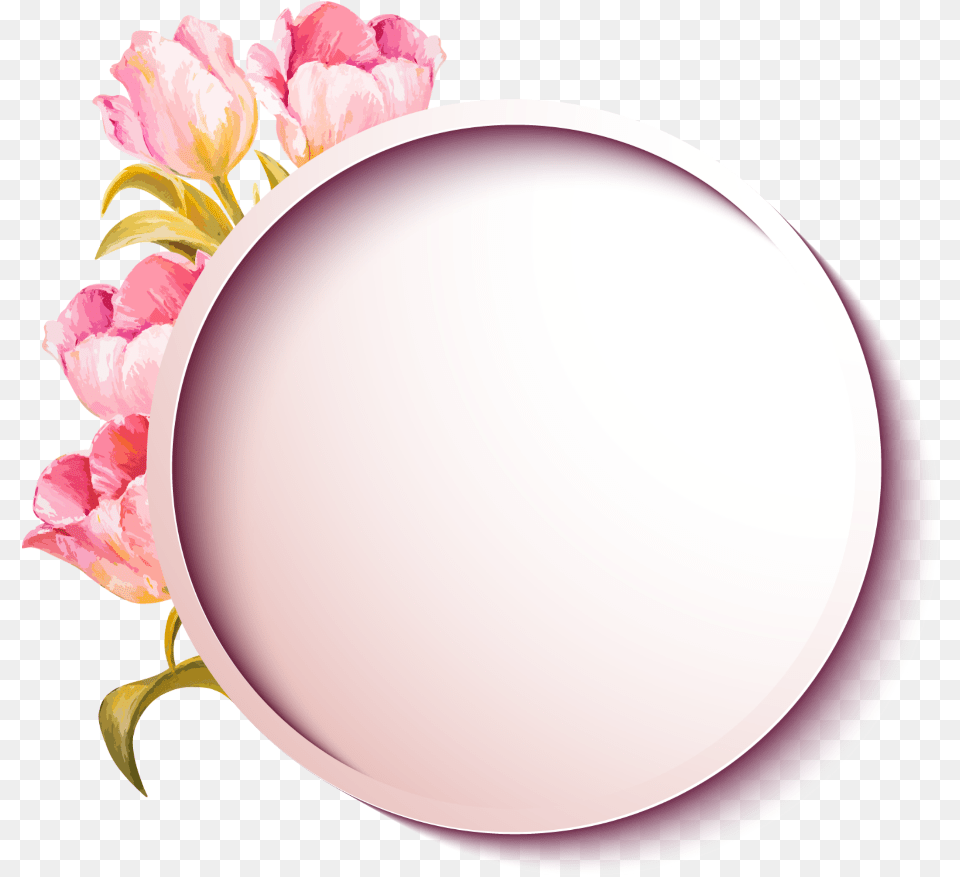 Ftestickers Background Frame Flowers 3deffect Circle, Flower, Petal, Plant, Plate Png Image