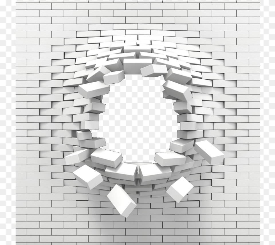 Ftestickers Background Wall Brick Hole White Brick Wall Blowing Up Png