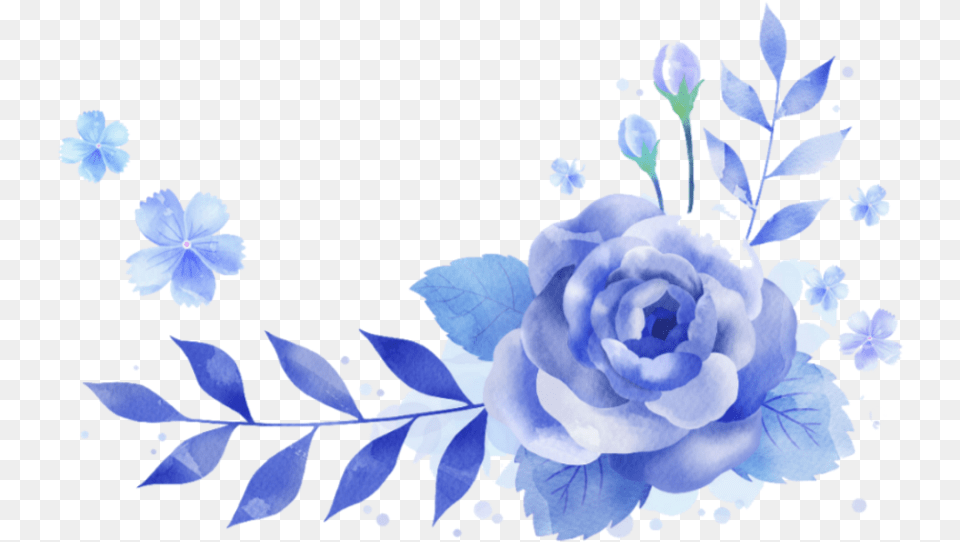 Ftestickers Border Corner Watercolor Flowers Blue Blue Watercolour Flowers Border, Art, Floral Design, Flower, Graphics Free Png Download