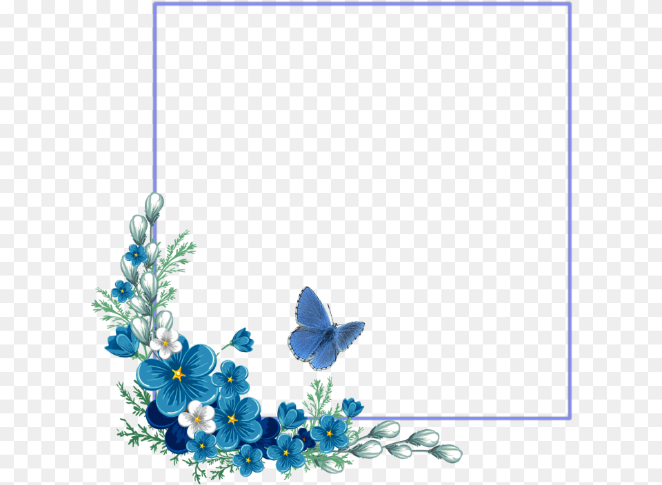 Ftestickers Border Frame Watercolorflowers Butterfly Border Floral Transparent Background, Anemone, Flower, Pattern, Plant Png
