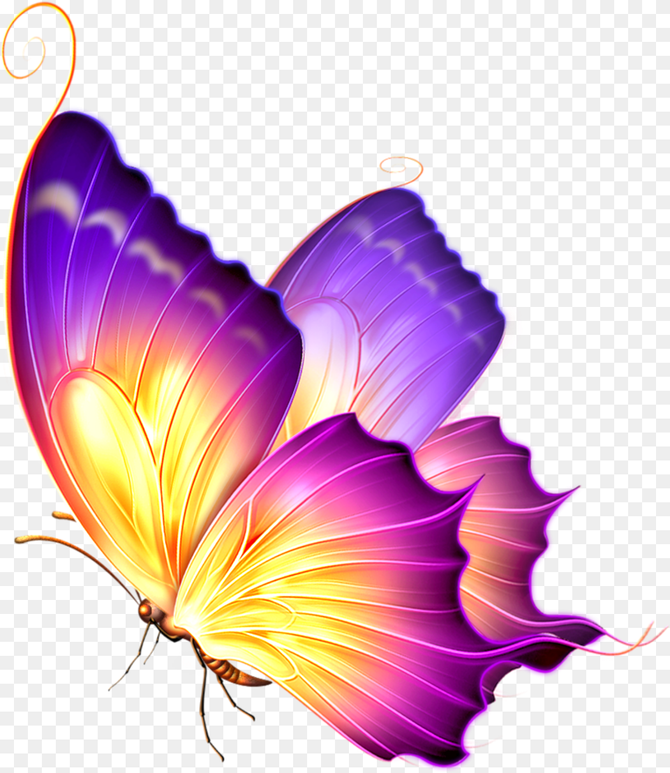 Ftestickers Butterfly Glow Pink Purple Purple And Gold Butterfly, Accessories, Art, Fractal, Graphics Free Transparent Png