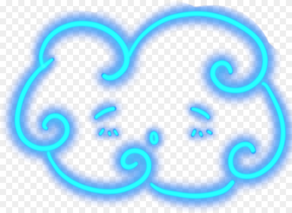 Ftestickers Cartoon Cloud Aesthetic Neon Luminous Blue Heart, Light Png Image