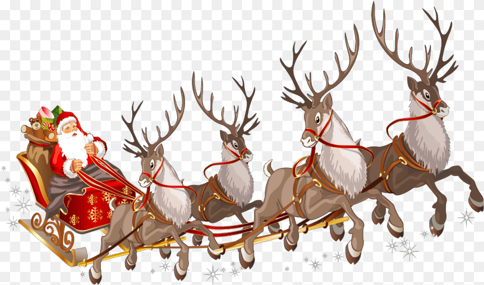 Ftestickers Christmas Santaclaus Sleigh Reindeer Transparent Background Santa Sleigh, Adult, Wedding, Person, Woman Png Image