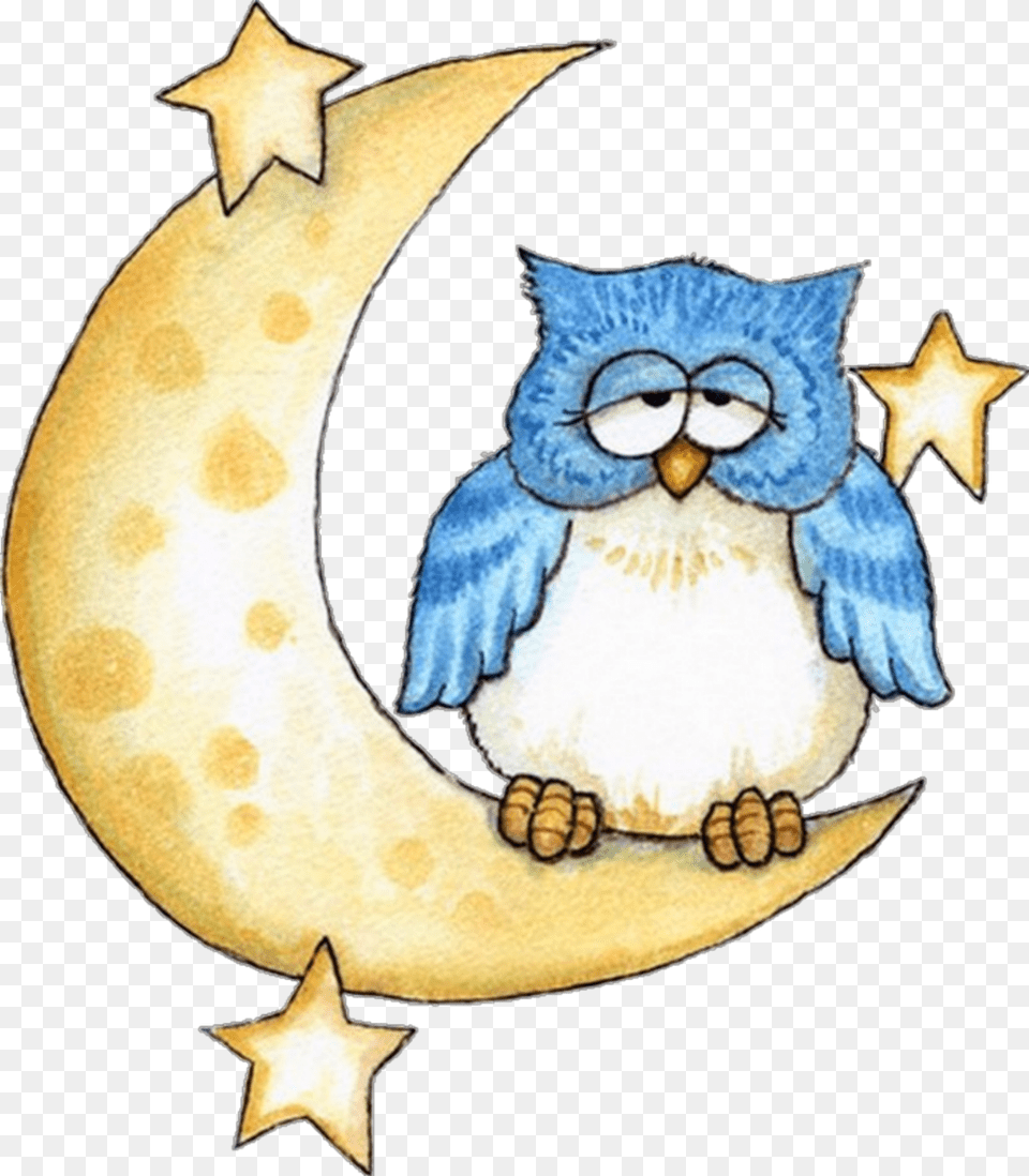 Ftestickers Clipart Cartoon Moon Stars Owl Cute Donde Duerme El Buho, Symbol, Animal, Bird, Nature Png Image
